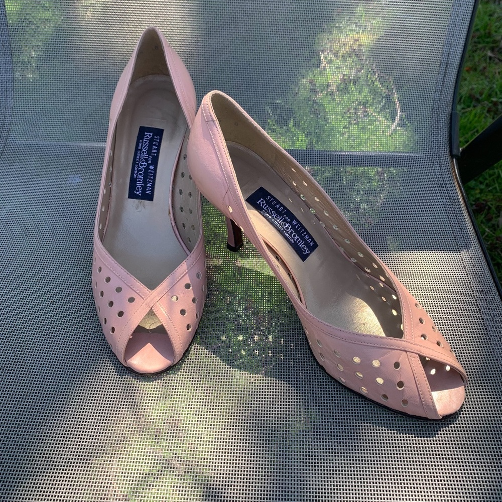 Stuart Weitzman Dusty-Pink Open-Toe Heels